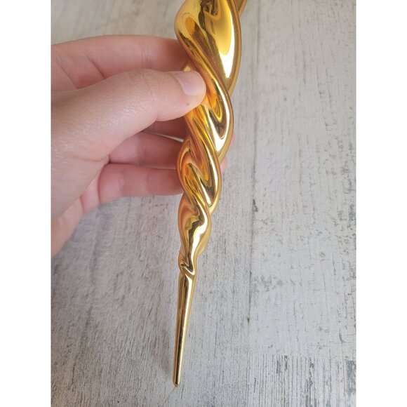 Radko large gold glass spiral ornament Xmas vintage - Picture 8 of 11